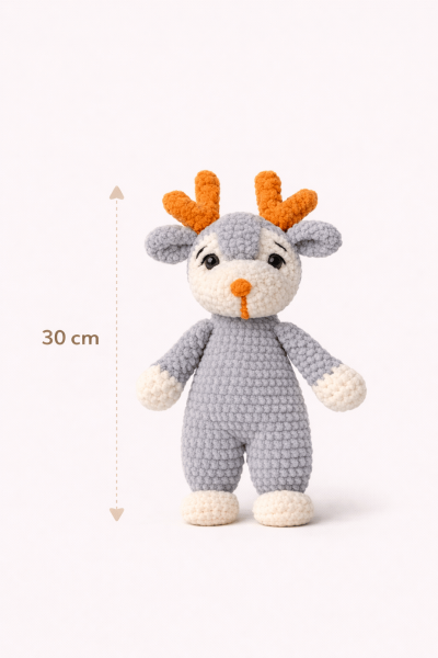 Geyik Amigurumi Uyku Arkadaşı | Organik Bebek Oyuncağı