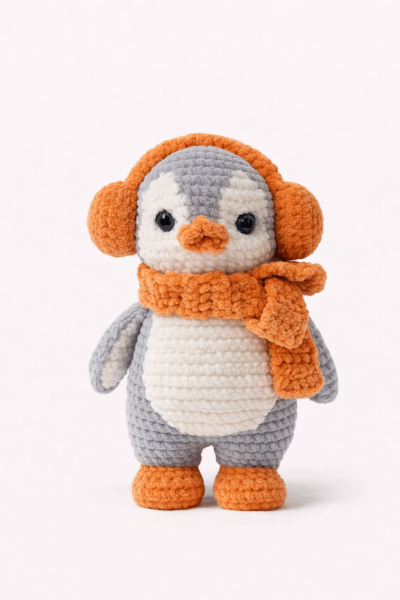 Penguen Amigurumi Uyku Arkadaşı | Organik Bebek Oyuncağı
