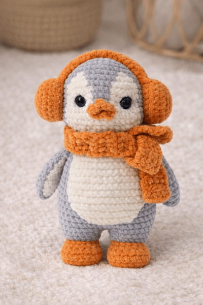 Penguen Amigurumi Uyku Arkadaşı | Organik Bebek Oyuncağı