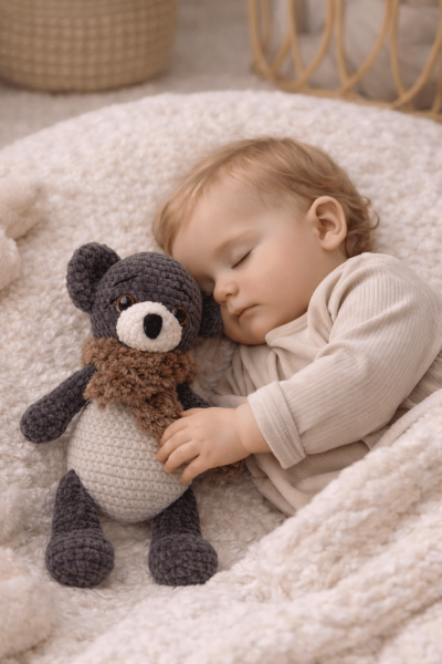 Ayıcık Amigurumi Uyku Arkadaşı | Organik Bebek Oyuncağı