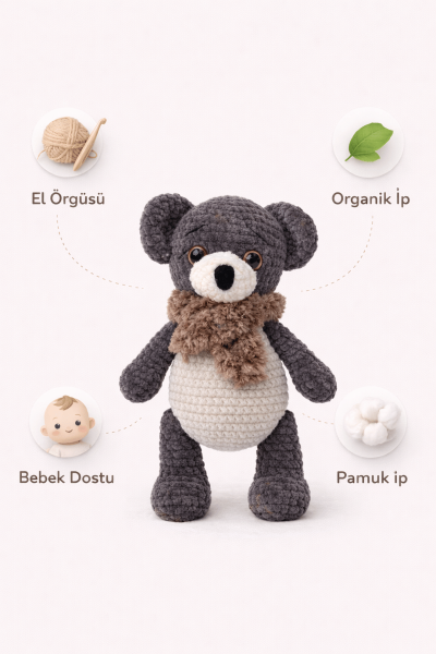 Ayıcık Amigurumi Uyku Arkadaşı | Organik Bebek Oyuncağı
