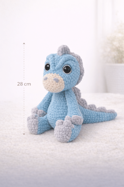 Dinozor Amigurumi Uyku Arkadaşı | Organik Bebek Oyuncağı