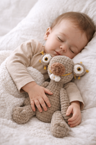Sloth Amigurumi Uyku Arkadaşı | Organik Bebek Oyuncağı