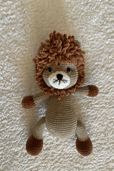 Aslan Amigurumi Uyku Arkadaşı | Organik Bebek Oyuncağı