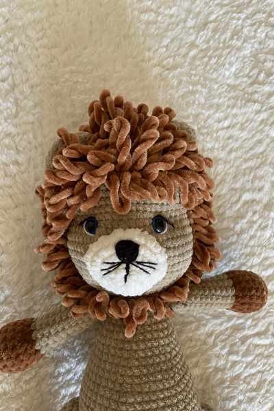 Aslan Amigurumi Uyku Arkadaşı | Organik Bebek Oyuncağı