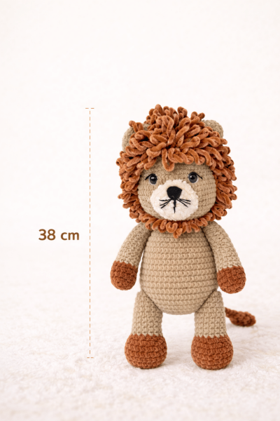 Aslan Amigurumi Uyku Arkadaşı | Organik Bebek Oyuncağı
