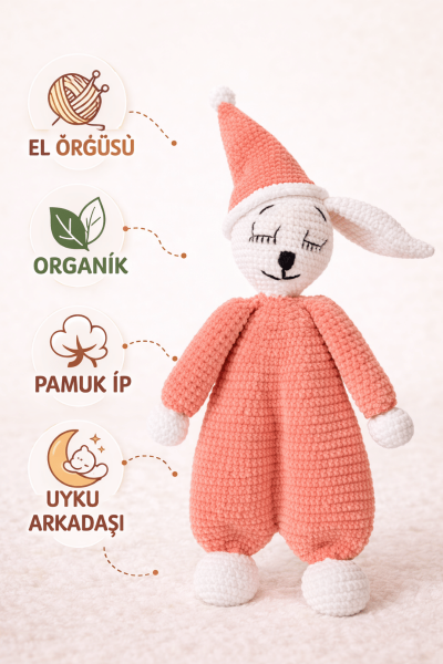 Tavşan Amigurumi Uyku Arkadaşı | Organik Bebek Oyuncağı