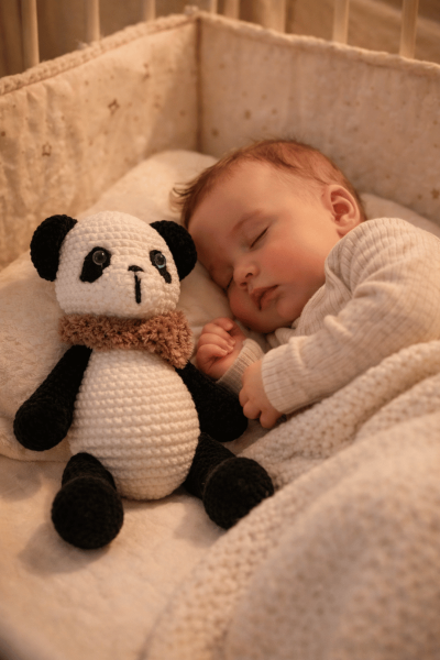 Panda Amigurumi Uyku Arkadaşı | Organik Bebek Oyuncağı
