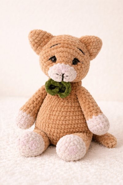 Kedi Amigurumi Uyku Arkadaşı | Organik Bebek Oyuncağı